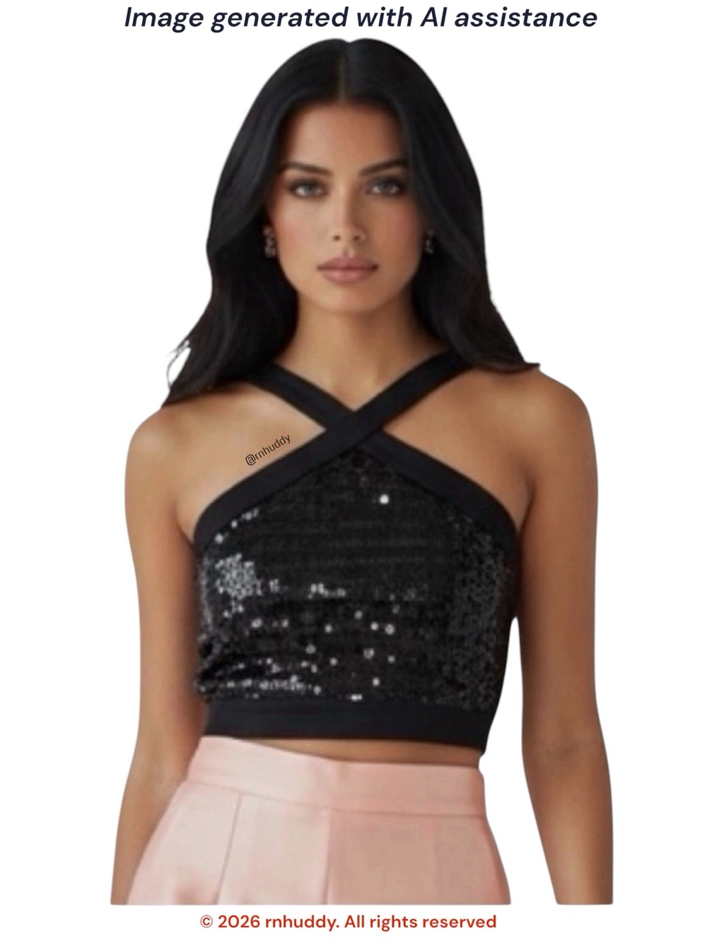 Zara S black sequin crisscross crop top